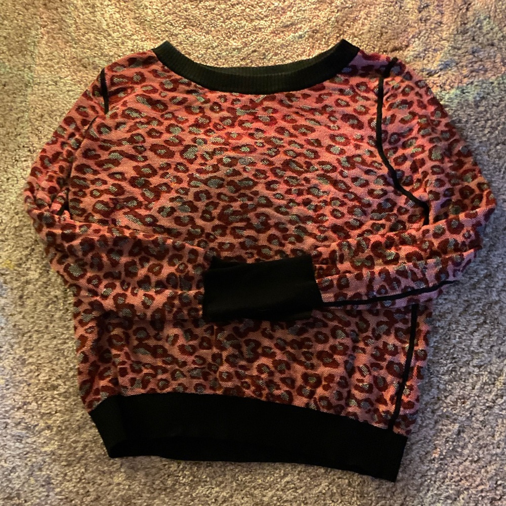 Leopard Print Sweater with Black Accents